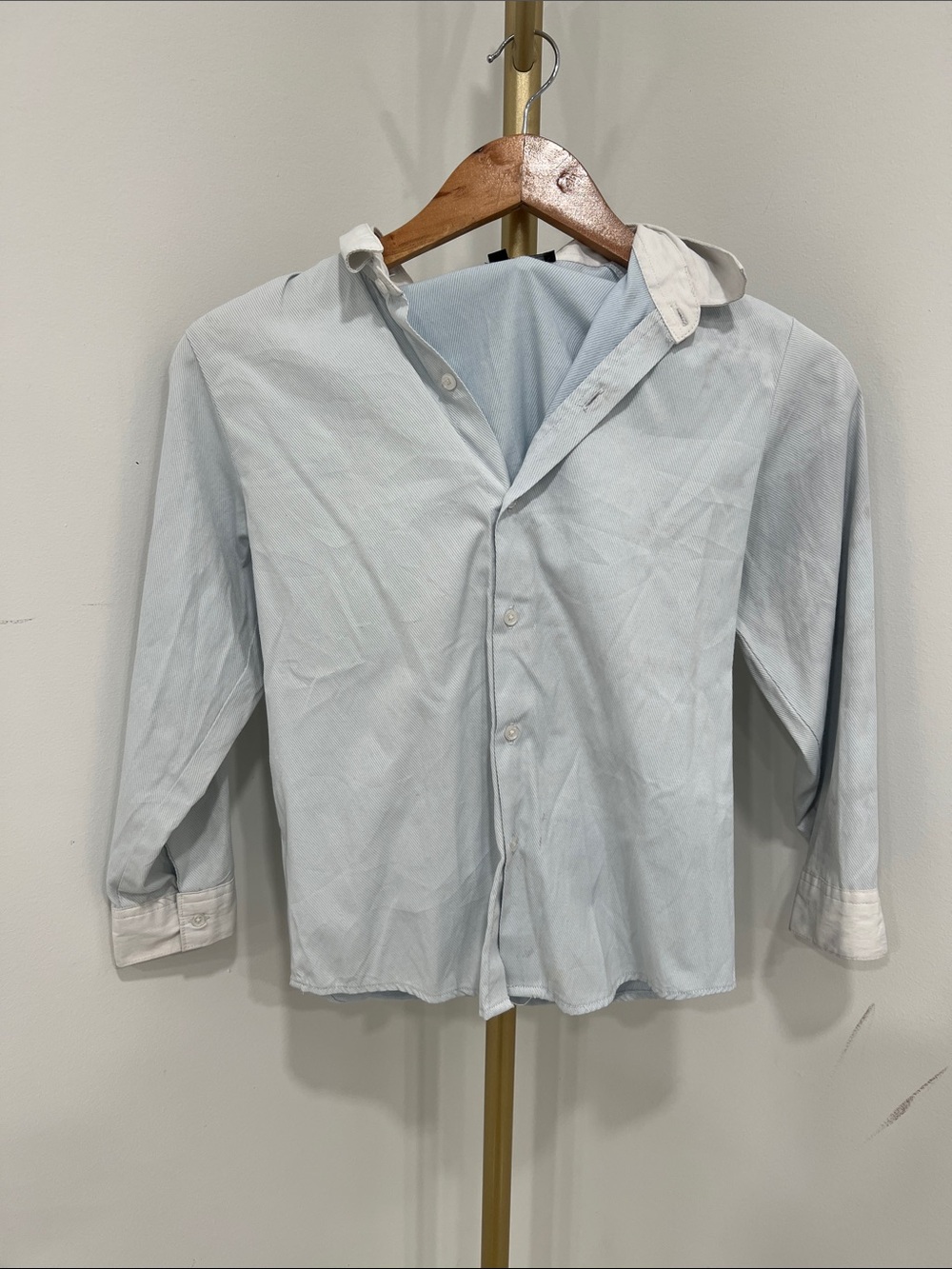Andrew Fezza Light Blue Shirt Jacket with White Contrast Collar